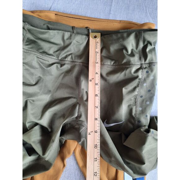 Nike Dri-Fit Women 2 Of Medium Waistband Performances Green/Orange Ankle Pants - Picture 4 of 8